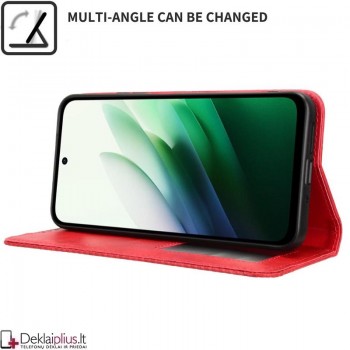 Dirbtinės odos atverčiamas dėklas su skyreliais - raudonas (Xiaomi Redmi 15 4G) Dirbtinės odos atverčiamas dėklas su skyreliais - raudonas (Xiaomi Redmi 15 4G)